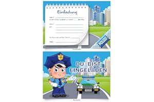 Kartenecke.de Geburtstagseinladungen (8 Stück) Polizei für Jungs & Kinder Einladungskarten