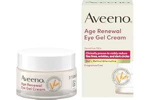 AVEENO Face Age Renewal Eye Gel Cream (1 x 15ml), Oat + Retinol Alternative, Gentle on Sensitive Skin, Visibly Reduces Fine Lines, Wrinkles, and Dark Circles, Fragrance Free