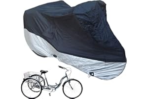 EN7JIOY Ajfashion Adult Tricycle Cover Bike Cover, Outdoor Bicycle Motocycle Storage Cover, Heavy Duty Ripstop Material, Waterproof & Anti-UV (75" L x 30" W x 44" H)