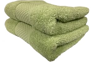 Sue Rossi Guest Towels 30 x 50cm Set Of 2, Organic Turkish Combed Cotton, 600gsm Thick, Soft & Absorbent Bathroom Or Kitchen Small Hand Towel, Face Cloth (Sage Green, 2)