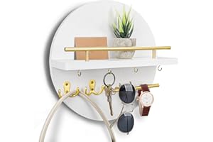 Dxiunove Portachiavi Muro,Legno Porta Chiavi Da Muro Per Casa,Portachiavi Da Parete Stile Rustico,Orbicolare Portachiavi Casaadatto Per Camere Da Letto, Corridoi, Cucine E Uffici (bianco)