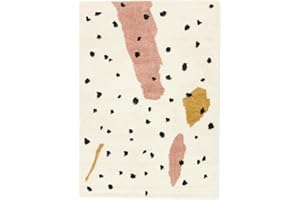 Rugvista Spotty, Tappeto per cameretta, 160 x 230 cm, Tappeto per bambini, Tappeto per bambini, Tappeto per bambini, Shaggy handloom, Fatto a macchina, Vello alto, Senza sostanze nocive, Bianco spento