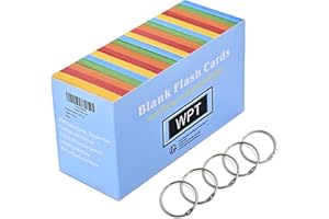 ‎WOPEITE Wopeite Karteikarten mit 5 Ring Lernkarten Lernbox Mehrfarbige Karten für Vokabel Lernen für Unterwegs Vokabel Lernen 1000 Stück