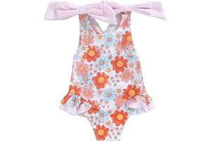 XIXIMAON Maillot de Bain Bébé Fille Anti-UV Combinaison de Natation à Volants Manches Longues Imprimé Arc-en-Ciel pour Piscine Plage Sport Vacances Swimwear