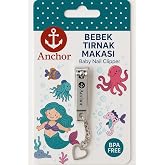 SUWORS Anchor Zincirli Bebek Tırnak Makası &ndash; Paslanmaz &Ccedil;elik, Kalpli U&ccedil;, G&uuml;venli Kesim, Ergonomik Tasarım, Bebek ve Yenidoğan
