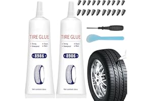 EIGTWEN 120ml Tire Repair Glue, 20pcs Tire Repair Rubber Nails for Sidewall Bonding or Air Leakage of Tires, for Car, Motorcycle, Tractor, Truck, All Terrain Vehicle Tire Nail Repair Kit Glue
