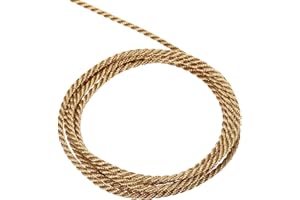 sourcing map Twisted Cord Trim, 5 Yard 2mm 3-Ply Twine Braided Rope Shiny Thread String for Craft Gift Bag Curtain Christmas Decor, Deep Gold - 5m