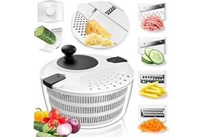 Hyhuiyin Salad Spinner Large, 4L Lettuce Spinner Salad Dryer Fruit Vegetable Washing Basket and Serving Bowl with 5 Blade Slicer Shredder for Efficient Salad Preparation and Food Washing