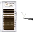 QUEWEL Easy Fan Volume Lashes .07 D Curl Brown Volume Lash Extensions 9-16mm Mixed Lash Tray Color Lashes Extension Self Fanning 2D-10D Volume Eyelash Extensions (Brown 0.07 D 9-16mm)