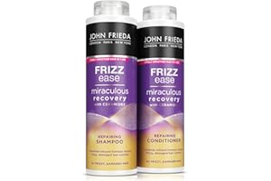 John Frieda Frizz Ease Miraculous Recovery Shampoo And Conditioner Duo Pack 2 X 500ml, Repairing And Smoothing Shampoo And Conditioner Bundle Dry, Damaged Hair