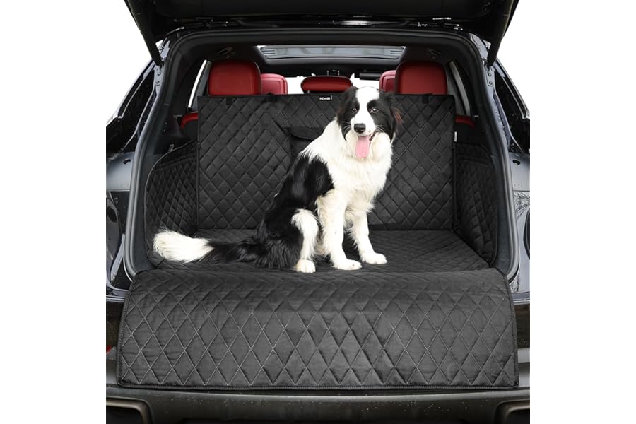 KYG Car Boot Protector For Dogs, 4 Layers Quilted Waterproof and Nonslip Backing Side/Bumper Protection for Trucks and SUVs, L: 180 * 102 * 34cm