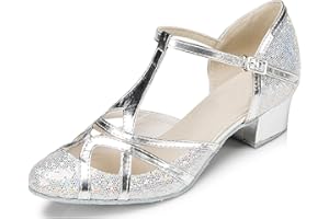 MINITOO Damen Glitzer Salsa Tango Ballsaal Latin Tanzschuhe t-Strap Geschlossen Abend Party Hochzeit Schuhe