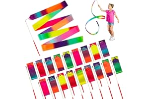 BNJZWJJ 18pcs Dance Ribbons for Kids Gymnastics, 78.7 Inch Rainbow Rhythmic Ribbon Dancer Wands, Dance Ribbon Long Ribbon Streamers Gymnastics Streamers for Kids Fits Artistic Dance Gymnastics