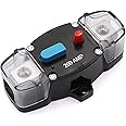Tuijodaix 12-24 Volt DC 200A Circuit Breaker Manual Reset, 0-8 Gauge Trolling Motor Auto Car Stereo Audio Inline Fuse Block Holders Inverter for Automotive Rv Marine Boat(200Amp)