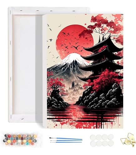 TISHIRON Peinture Par Numéros Yin Yang Fleurs – Toile Sans Cadre – Activité Méditative Et Déco Murale – Débutants