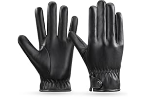 Acdyion Herren Winter Leder Handschuhe Touchscreen Dicke Warm Fleecefutter Lederimitat Winterhandschuhe für Outdoor Autofahren Radfahren
