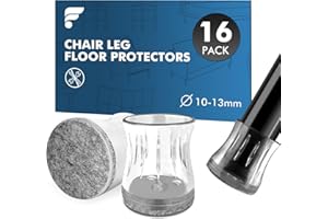 shinfly 16pcs Chair Leg Floor Protectors for 10–13mm, Clear Silicone Chair Leg Caps with Felt Pads, Floor Protectors for Furniture Legs, Anti-Scratch & Noise Reduction
