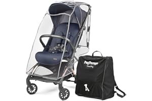 Peg Perego Passeggino Leggero Volo con Parapioggia, per Aereo, Compatto, Omologato per Cappelliera, Misure Bagaglio a Mano, Adatto dalla Nascita fino a 22 kg, Include Borsa da Viaggio, Blue Shine