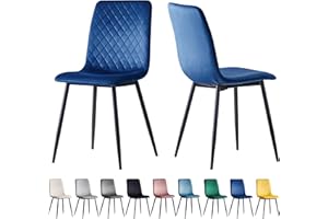 mcc direct Set mit 2 Designer-Esszimmerstühlen aus Samtstoff, Metallbeine, Lexi-Stühle (Blau)