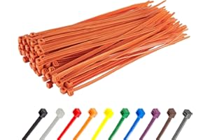 Gocableties - Bridas plastico naranjas para cables - 100 Piezas - 200 mm x 4,8 mm - Resistentes a los rayos