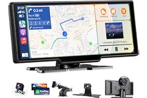 ALPINETECH 2025 Neuestes 10,26 Zoll Android Auto Display & Carplay Display: Car Play Buddy Display mit 4K Dashcam Rückfahrkamera Navigation Bluetooth 5.2 Touchscreen Sprachsteuerung Mirror Link AUX FM 64G TF
