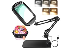 NZQXJXZ 10X 30X Loupe avec Lumière et Support, Lampe Loupe Éclairée à 60 LED, 5 Modes de Couleur, Lampe de Bureau Loup Mains Libres pour la Lecture, l'Artisanat, Les Loisirs, Le Travail de Près