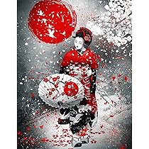 YSCOLOR Diamond Painting 5D Diamant Peinture Japonais Geisha Plein Rond Perceuse Diamant Broderie Femme Diamant Mosaïque Maison Cadeau Fait Main 30x40cm