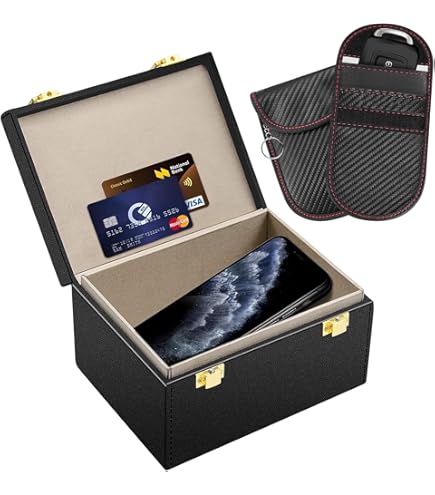 Boîte Faraday Pour Clés De Voiture Avec 2 Pcs Etui Anti Rfid