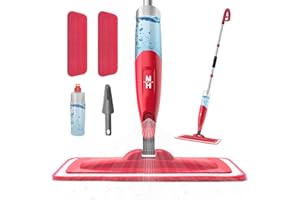 NileHome Upgraded Spray Mop for Floors - 360° Rotary spray mop | Reusable Washable Microfiber Pads, 3 Adjustable Modes, Lightweight for Tile & Wood Floor Cleaning(Red)