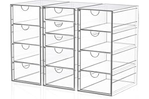 YFXCVSL Schreibtisch-Organizer und Zubehör aus Acryl mit 13 Schubladen, Büro-Schreibtisch-Schubladen, Kunststoff-Make-up-Organizer, Behälter mit Schubladen, Schreibtisch-Organisation, Badezimmer-Organizer,