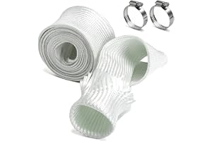 150 cm avgasslang 25 mm med 2 klämmor av rostfritt stål, 150 cm fiberglashölje avgasrör, avgasslang för generator, värmebestä