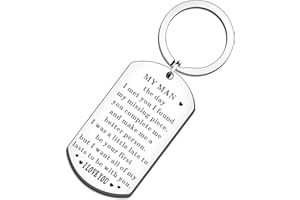 QMVMV Valentine Gifts Husband Keychain for Him Boyfriend Anniversary Birthday to My Man Couple Wedding Long Distance Relationship Stocking Stuffer Gifts for Hubby Fiance Groom