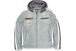 URBAN 5884 Motorradjacke Herren Leder, Herrenjacke aus Lammleder, verstaubare Protektoren für Rücken