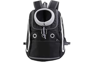 Mogokoyo Comfortable Dog Cat Carrier Backpack, Puppy Pet Front Pack with Breathable Head Out Design and Padded Shoulder for Hiking Outdoor Travel (Black)