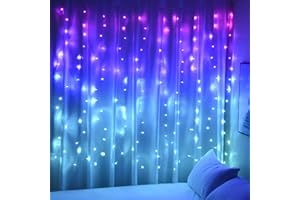 BECCOBEAT Curtain Lights Hanging Fairy Lights for Girls Bedroom Wall Tapestry Unicorn Mermaid Trippy Room Decor 160 Led Cascading Aesthetic Pink Blue Purple Lights for Party Wedding Christmas Decorations