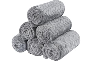 BVAGSS Couverture pour Chien Chaton, 6 Pièces Moelleux Épais en Flanelle Lavable Animaux Coussin pour Petits et Moyens Chiots et Chatons XH075 (60 x 40 cm, Grey Wheat Ears)