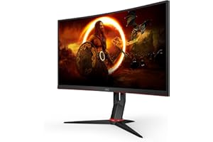 AOC Écran gaming incurvé C32G2ze 80 cm (31,5 pouces) (FHD, HDMI, DisplayPort, temps de réponse MPRT de 1 ms, 1920 x 1080 px, 240 Hz, FreeSync Premium) noir