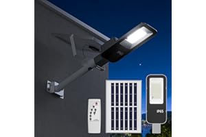YrgePowk 200W Réverbère Solaire Extérieur avec Télécommande 289LED 10000mAh Projecteur LED Solaire haut Lumens LED Réverbère 15000LM 6000K Blanc Froid Étanchéité IP65 pour Rue, Cour et Parking