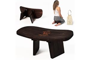 Monk & Llama Meditation Bench - Foldable, Ergonomic, Bamboo Kneeling Stool Perfect Seiza Bench Meditation Stool Chair for Prayer & Travel - Deeper & Enjoyable Sessions