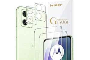 ivoler Szkło ochronne do Motorola Moto G54 5G / Moto G64 5G, 2 sztuki folii ochronnej z 2 sztukami ochrony aparatu, twardość 9H, przezroczyste HD, odporne na zarysowania, pęcherzyki powietrza, 2