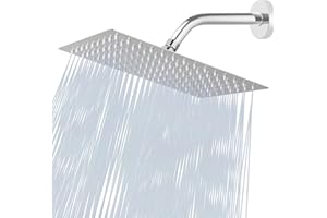 KATEZON Extra großer Regenduschkopf, hoher Durchfluss, Edelstahl, 30 cm x 20 cm, rechteckige Regendusche, Wasserfall-Badewanne, Dusch-Körperabdeckung, Decken- oder Wandhalterung (Chrom)
