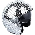 Disco Ball Helmet with Retractable Visor Silver Glitter Mirror Glass Disco Ball Hat Helmet for Women Men DJ Club Stage Bar Party Wedding