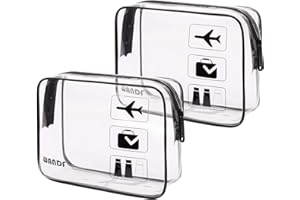 WANDF Kulturbeutel Transparent,Kulturtasche zum Transport von Flüssigkeiten,Kosmetiktasche Durchsichtig,Handgepäck-Reisezubehör,Transparente Toilettentasche Damen & Herren (2 Stück)