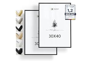 Heimlich® 2x Cornice 30x40 cm | Cornice nero in metallo | Cornice per documenti 30x40 cm Collage grande | Cornice in metallo Cornice in alluminio | Cornice per quadri 30x40 Cornice per foto