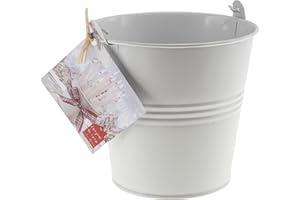 CERERIA DI GIORGIO Seau en métal Blanc avec poignée - Diamètre 13 cm, Hauteur 12 cm