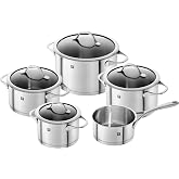 ZWILLING Essence Cookware 5 Pieces, Induction, Stainless Steel | Ergonomic Handles, Pouring Edge, Interior Scale