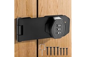 MIVITOOM Überfalle abschließbar 4 Zoll Sicherheits Haspe, Zahlenschloss TÜRverschluss Schrankschloss Schwarz Metall Türriegel für kleine Türen in Schränken, Schubladenschrank