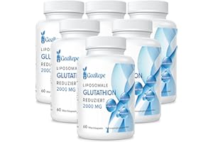 GOZITEPE Liposomales Glutathion reduziert 2000mg pro Portion | Glutathion Ergänzung mit Hyaluronsäure + Kollagenpeptid + Resveratrol | 10x bessere Absorption (60 Stück (6er-pack))