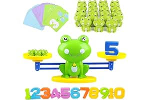 CHANEEHANN 59PCS Frosch Balance Spielzeug, Montessori Mathe Waage Spiel, Zahlen Lernen für Kinder, Vorschule Lernspielzeug ab 3 Jahre, STEM Mathe Spiel, Motorik Training & Zahlenerkennung