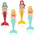 4 PCS Diving Pool Toys Set, Mermaid Bath Toy, Mermaids Underwater Swimming Pool Toys for Kids, Torpedoes Ocean-Themed Toys, Fish Toys Underwater Diving Training Gifts, Underwater Swimming Pool Toys